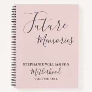 Cuaderno Personalizado Rubor Maternidad rosa caligrafía ele