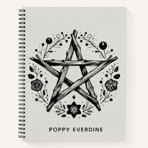 Cuaderno Personalizado Rustic Wood Twig Star Pentacle Wicca