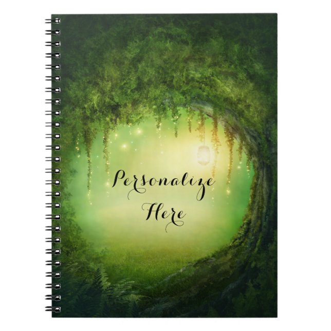 Cuaderno Personalizado Rústico Encantado Dreamy Forest & Li (Frente)