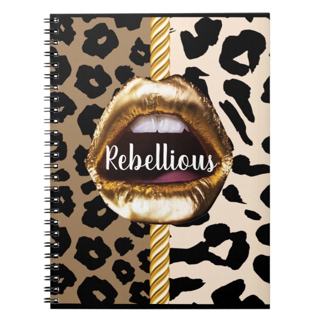 Cuaderno Personalizado salvaje Oro labios Regalo Decoración (Frente)