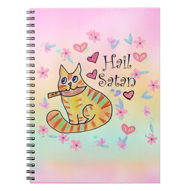 Cuaderno Personalizado sarcástico y escueto kitty hail Sata (Frente)