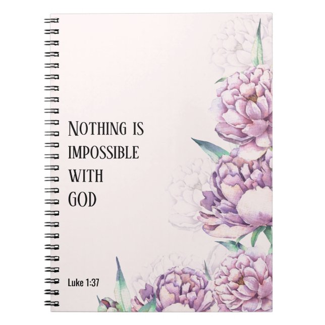 Cuaderno PERSONALIZADO Scripture versículo Luke 1:37 - Revi (Frente)