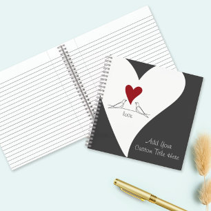 Cuaderno Personalizado Sencillo Amor Moderno Aves Corazón R