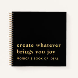 Cuaderno Personalizado simple 2 Cita motivacional Oro Negro