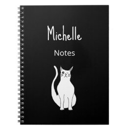 Cuaderno Personalizado simple lindo Kitty Black White