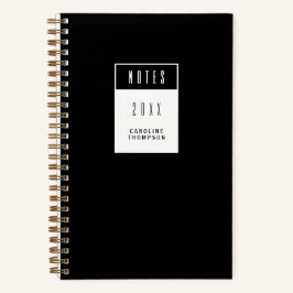 Cuaderno Personalizado Simple Minimalista Negro y Blanco