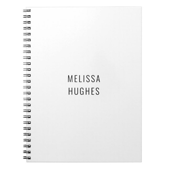 Cuaderno Personalizado Simple Moderno Blanco y Negro (Frente)