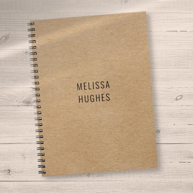 Cuaderno Personalizado Simple Moderno Rústico Kraft (Personalized Simple Modern Rustic Kraft Notebook)