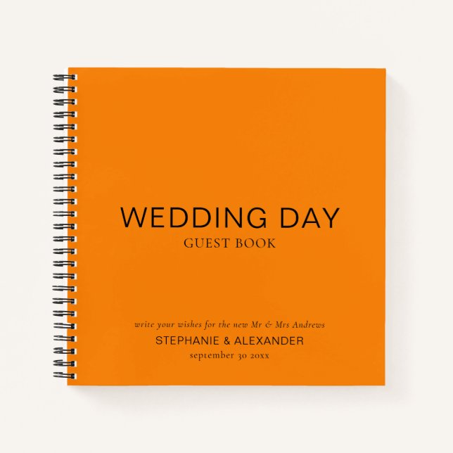 Cuaderno Personalizado simple Naranja otoño Boda invitado l (Anverso)