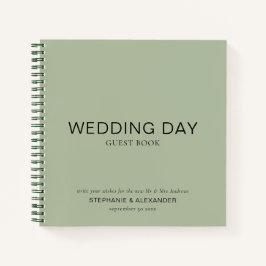 Cuaderno Personalizado simple Sage Green Boda Guest Book