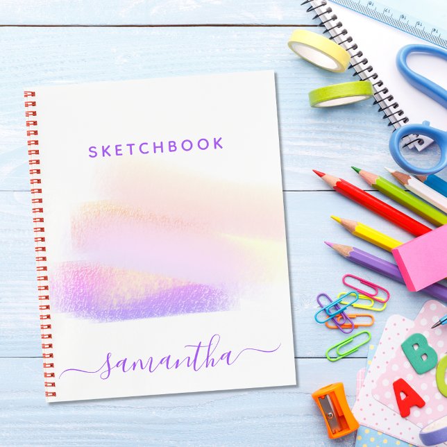 Cuaderno Personalizado sketchbook pinceles rosa morado (Subido por el creador)