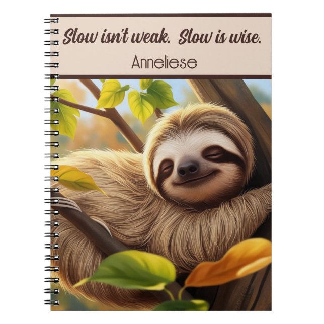 Cuaderno Personalizado Sloth Baby Sleeping in tree (Frente)