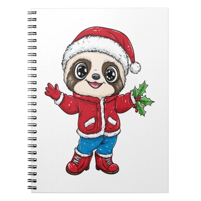 Cuaderno Personalizado Sloth Wearing Navidades (Frente)