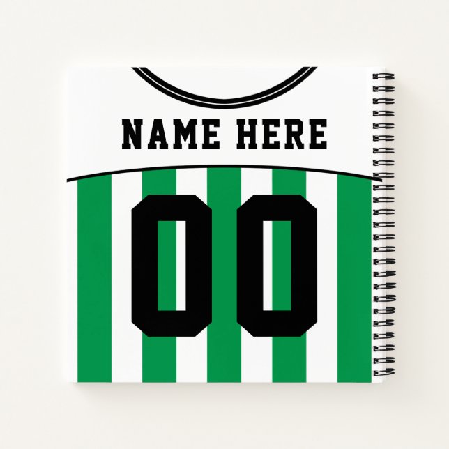 Cuaderno Personalizado Soccer Football Green Stripes Jersey (Reverso)