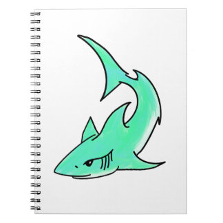 Cuaderno personalizado sonriente menta de tiburón azul verd
