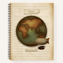 Cuaderno Personalizado Steampunk del mapa de hemisferios or