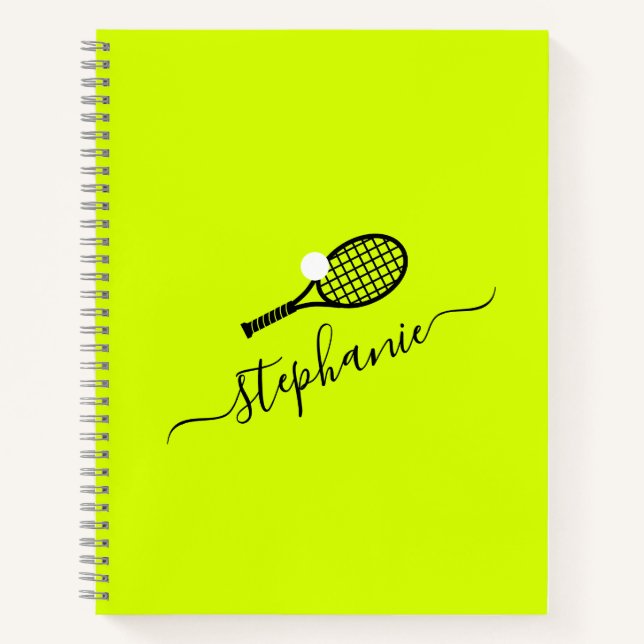 Cuaderno Personalizado Tennis Racket Monograma Yellow (Anverso)