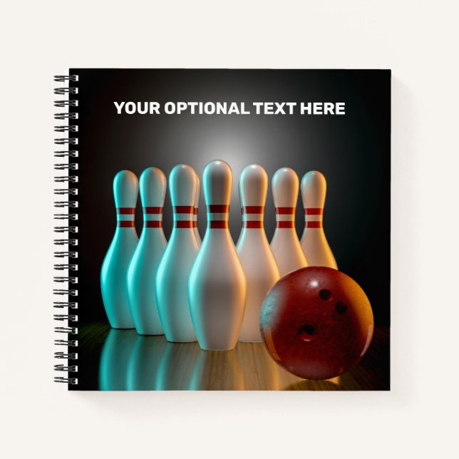 Cuaderno Personalizado Texto Bowling Strike conjunto de esc (Anverso)