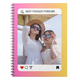Cuaderno personalizado texto de foto instagram rosa moderno
