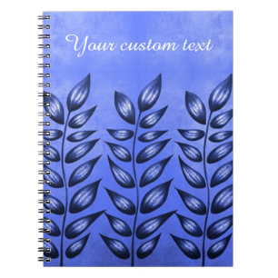 Cuaderno Personalizado Texto Elegante Planta Azul Con Hojas