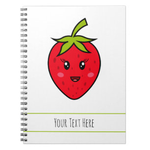 Cuaderno Personalizado Texto Fresa roja Cute Kawaii Fruta