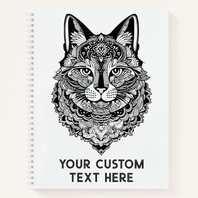 Cuaderno Personalizado Texto Gato ornamental (Anverso)