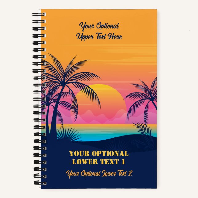 Cuaderno Personalizado Texto Isla tropical Atardecer (Anverso)