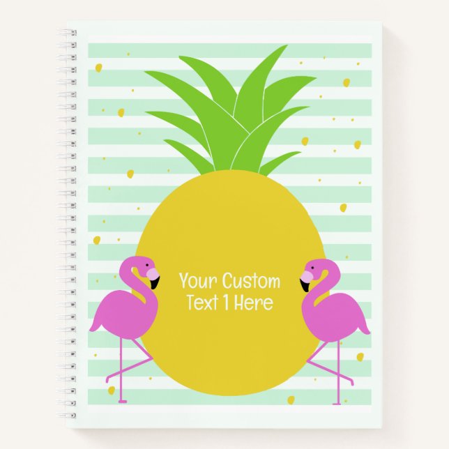 Cuaderno Personalizado Texto Piña Flamingos (Anverso)