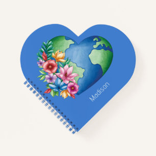 Cuaderno Personalizado Texto Planeta Tierra Corazón
