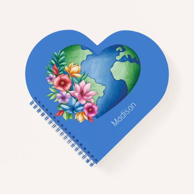 Cuaderno Personalizado Texto Planeta Tierra Corazón (Anverso)