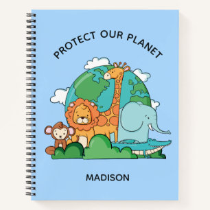 Cuaderno Personalizado Texto Tierra con animales