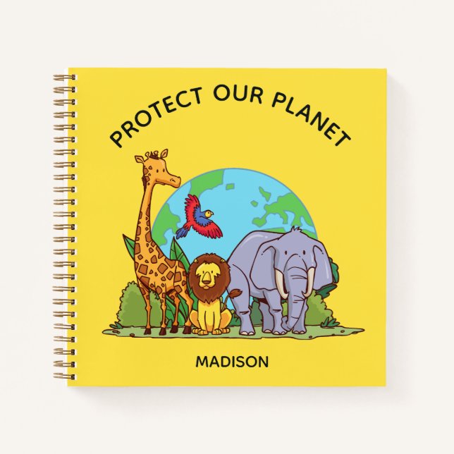 Cuaderno Personalizado Texto Tierra con animales (Anverso)