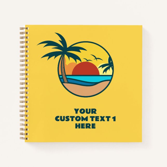 Cuaderno Personalizado Textos Playa Tropical Atardecer (Anverso)