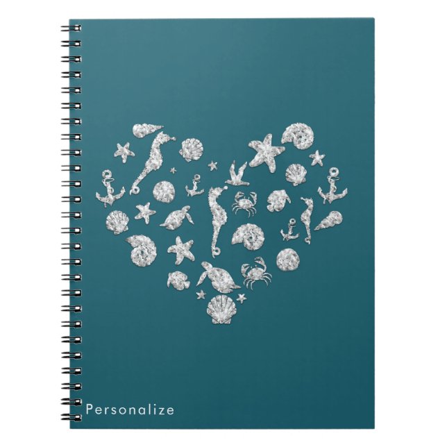Cuaderno Personalizado Tropical Elegante Del Corazón De Los (Frente)
