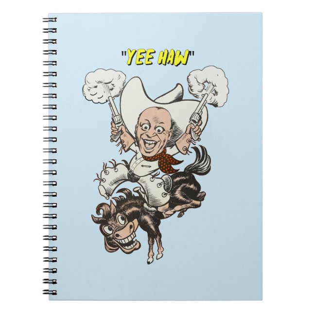 Cuaderno Personalizado vaquero disparando pistolas montando (Frente)