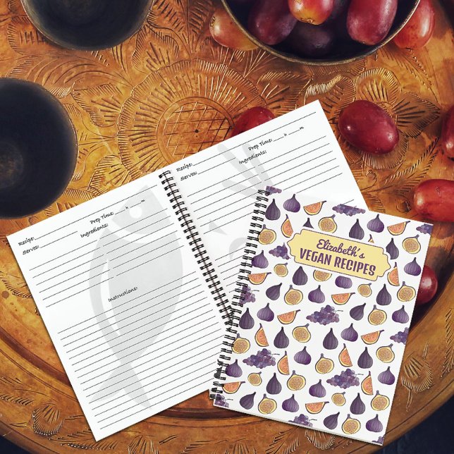 Cuaderno Personalizado Vegan Recetas Higos y uvas, púrpura (Subido por el creador)