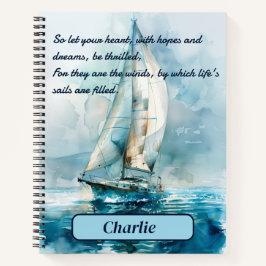 Cuaderno Personalizado Vela Yacht Inspirador Tapa dura