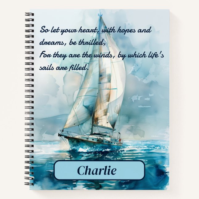 Cuaderno Personalizado Vela Yacht Inspirador Tapa dura (Anverso)