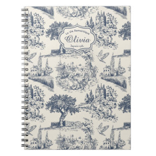 Cuaderno Personalizado Vintage Francés País Toile Azul