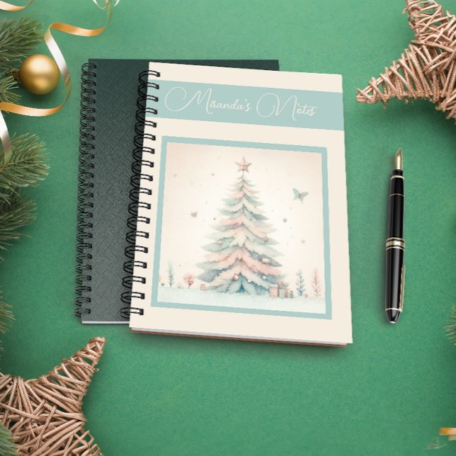 Cuaderno personalizado Vintage pale Merry Christma (Vintage pale Merry Christmas personalized Notebook)