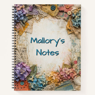 Cuaderno Personalizado Vintage Shabby Chic Floral Prensado 