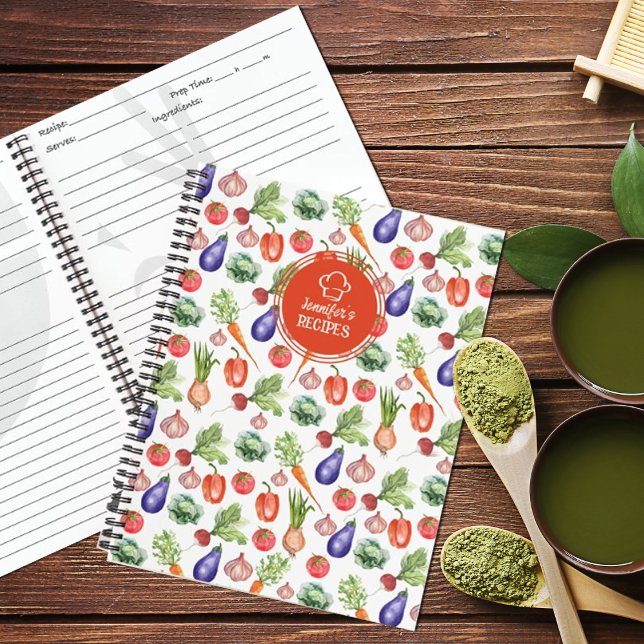 Cuaderno Personalizado Watercolor Vegetables Cocina (Subido por el creador)