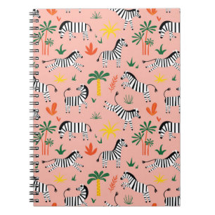 Cuaderno Personalizado Zebras Gracioso Patrón sin Marea