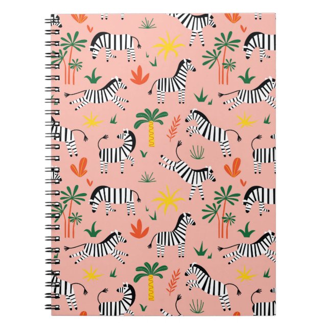 Cuaderno Personalizado Zebras Gracioso Patrón sin Marea (Frente)