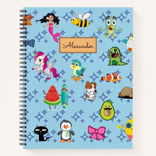Cuaderno Personalizados brillan lindos personalizados azule (Anverso)