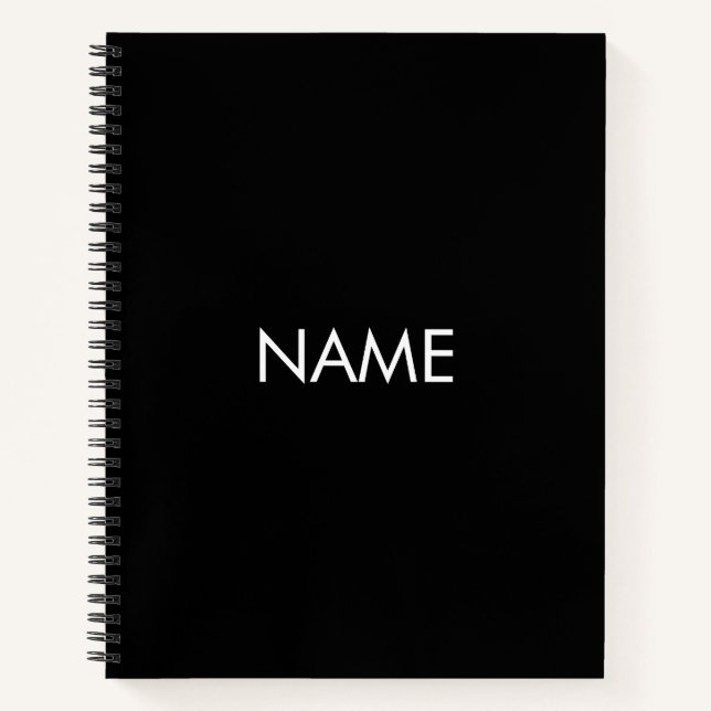 Cuaderno Personalizar con nombre, texto minimalista blanco (Anverso)