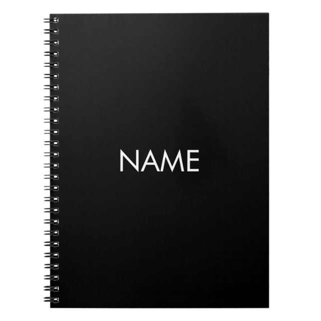 Cuaderno Personalizar con nombre, texto minimalista blanco (Frente)