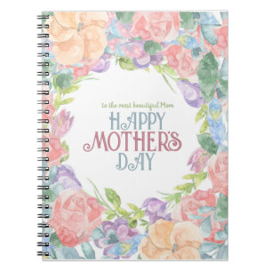 Cuaderno Personalizar cuatro flores acuarela Día de la Madr