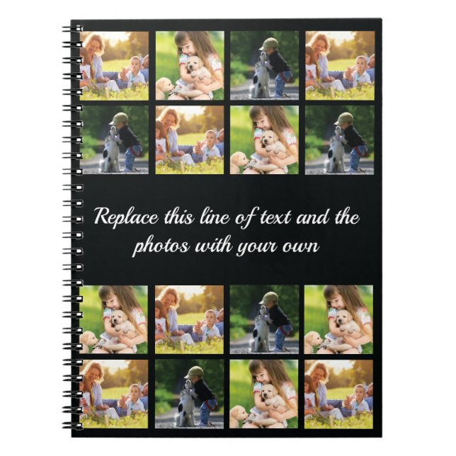 Cuaderno Personalizar el collage de fotografías y el bloc d (Frente)