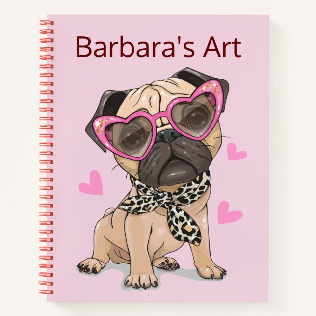 Cuaderno Personalizar el esbozo de pug (Anverso)